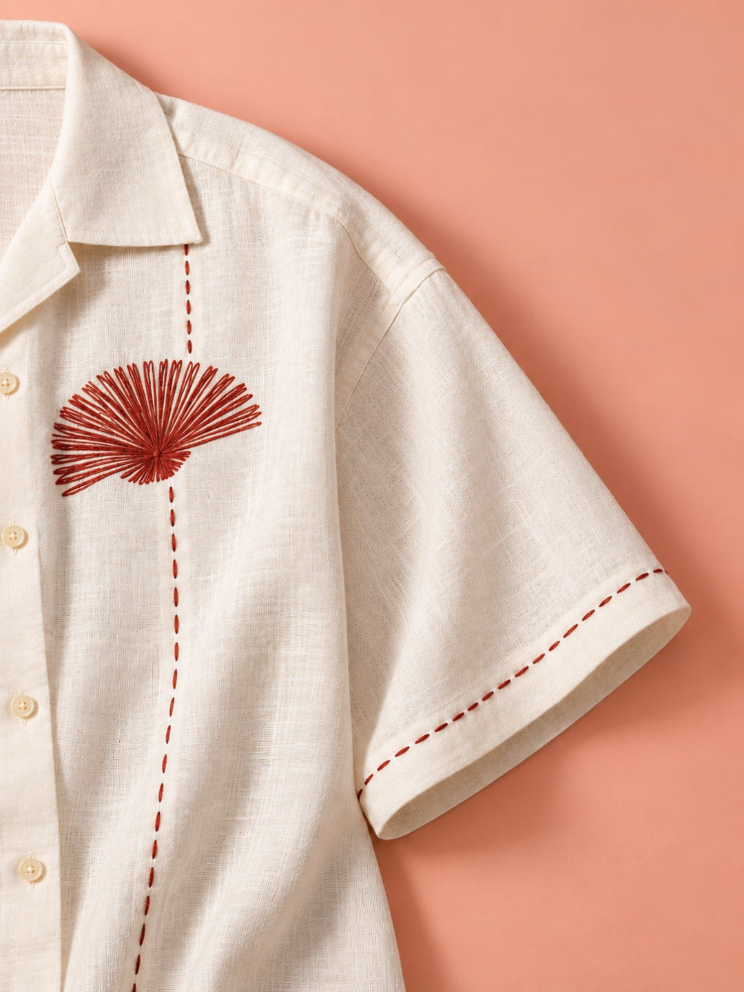 Pure Linen Embroidered Shirt Men