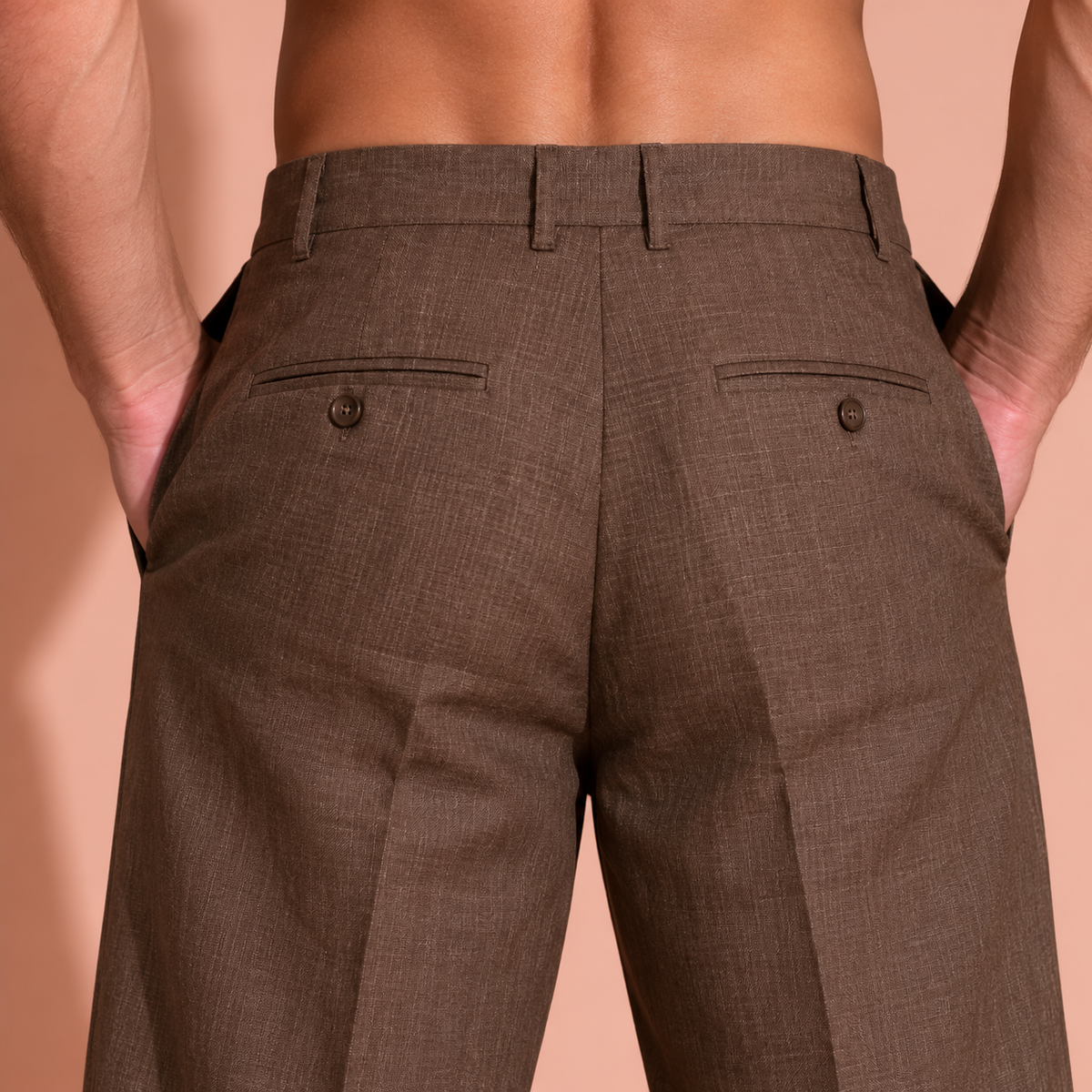 Walnut Brown Pure Linen Trousers Men