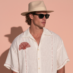 Pure Linen Embroidered Shirt Men