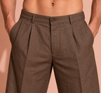 Walnut Brown Pure Linen Trousers Men