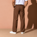 Chocolate Brown Pure Linen Trousers Men