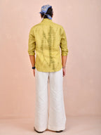 Tie & Dye Washed Olive Pure Linen Shirt