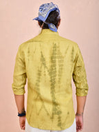 Tie & Dye Washed Olive Pure Linen Shirt
