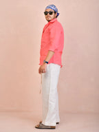 Salmon Pink Pure Linen Shirt
