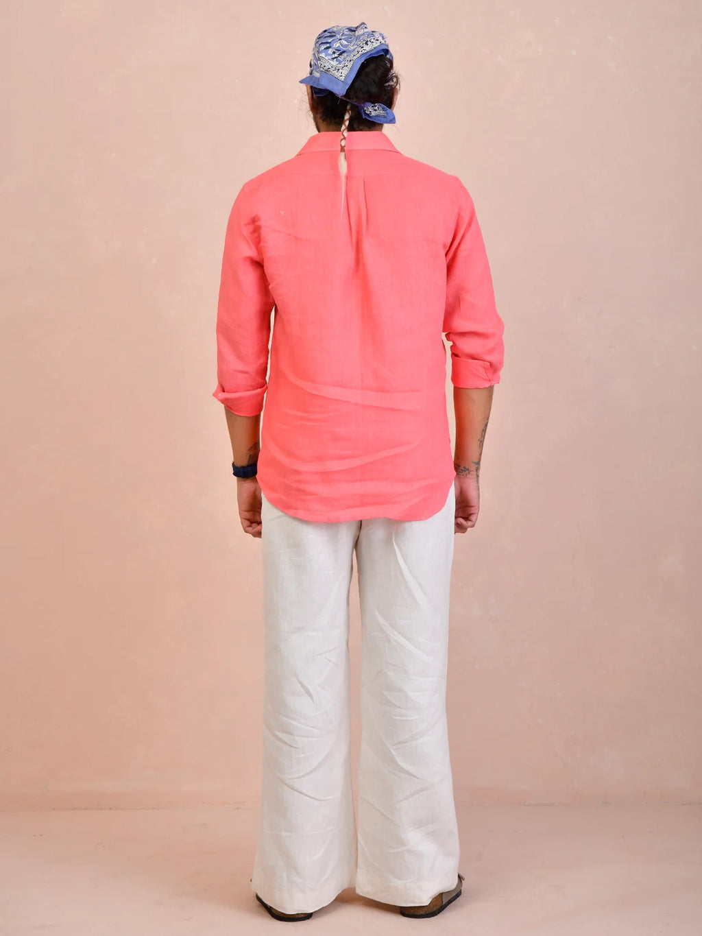 Salmon Pink Pure Linen Shirt