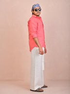Salmon Pink Pure Linen Shirt
