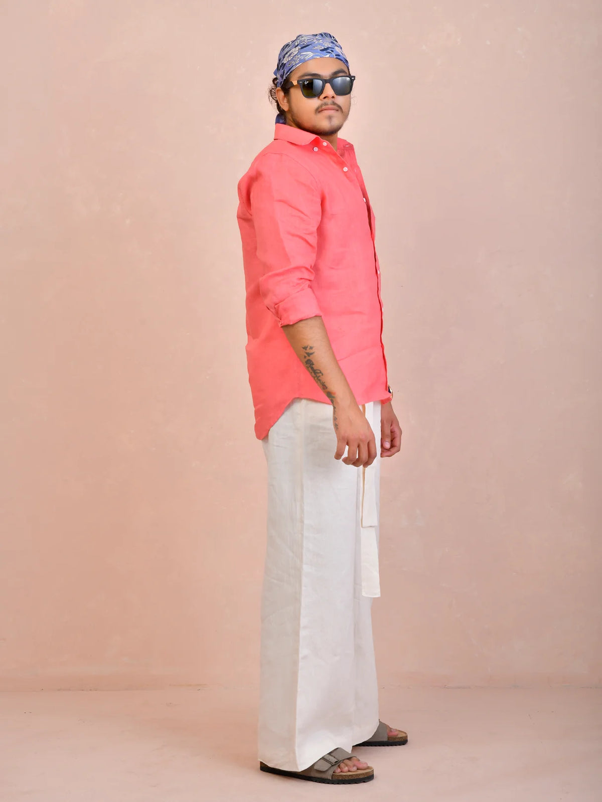 Salmon Pink Pure Linen Shirt