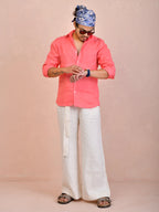 Salmon Pink Pure Linen Shirt