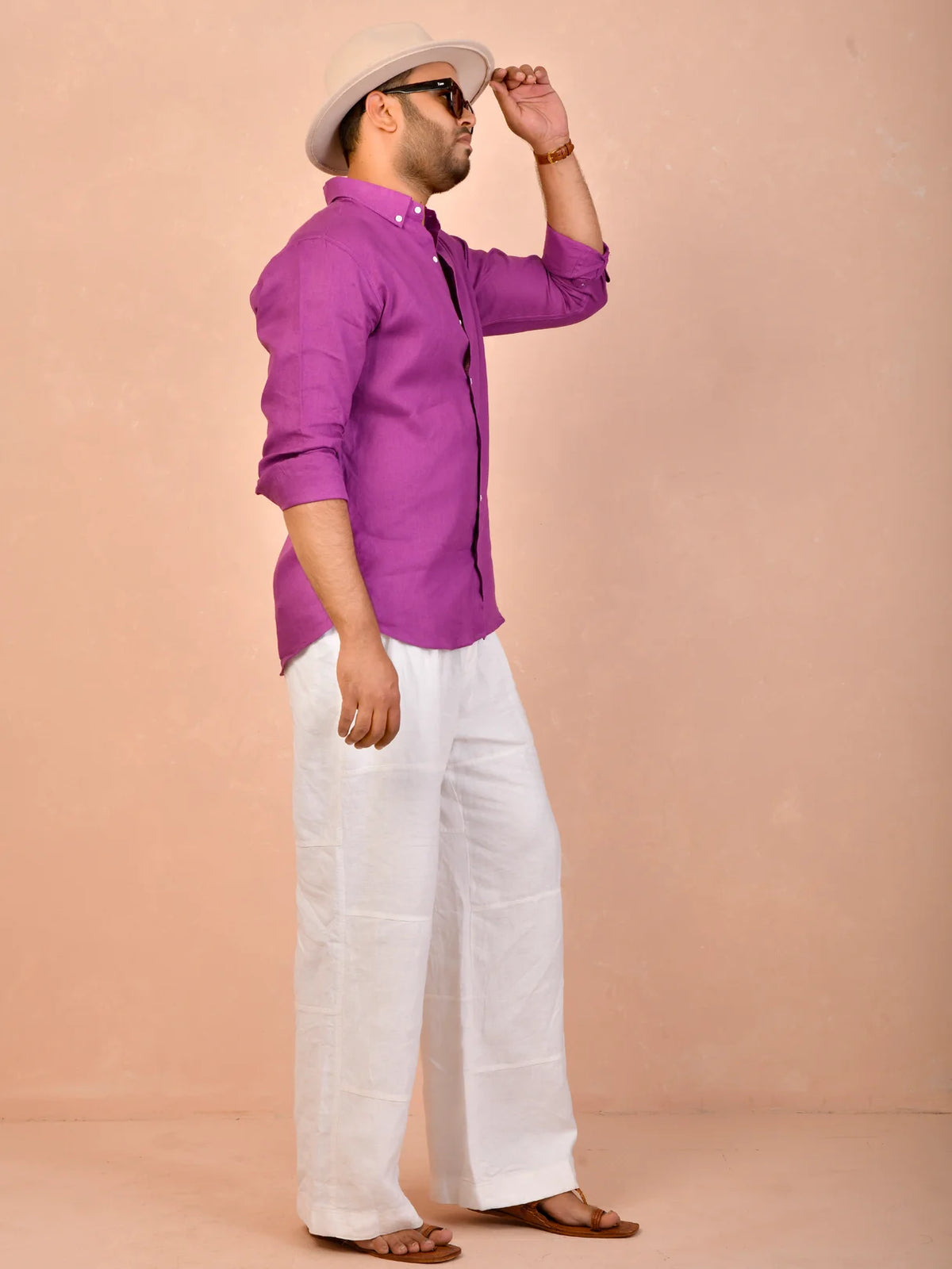 Magenta Purple Pure Linen Shirt
