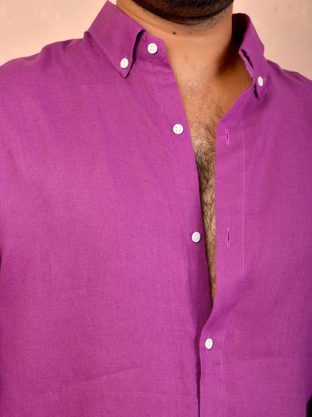 Magenta Purple Pure Linen Shirt