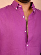 Magenta Purple Pure Linen Shirt