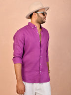 Magenta Purple Pure Linen Shirt