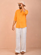 Tangerine Orange Pure Linen Shirt
