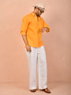 Tangerine Orange Pure Linen Shirt