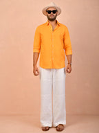 Tangerine Orange Pure Linen Shirt