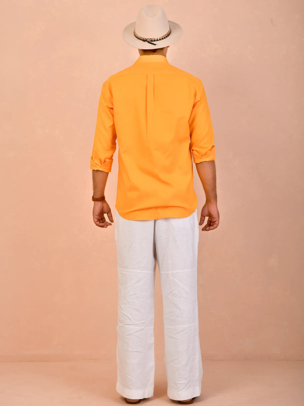 Tangerine Orange Pure Linen Shirt