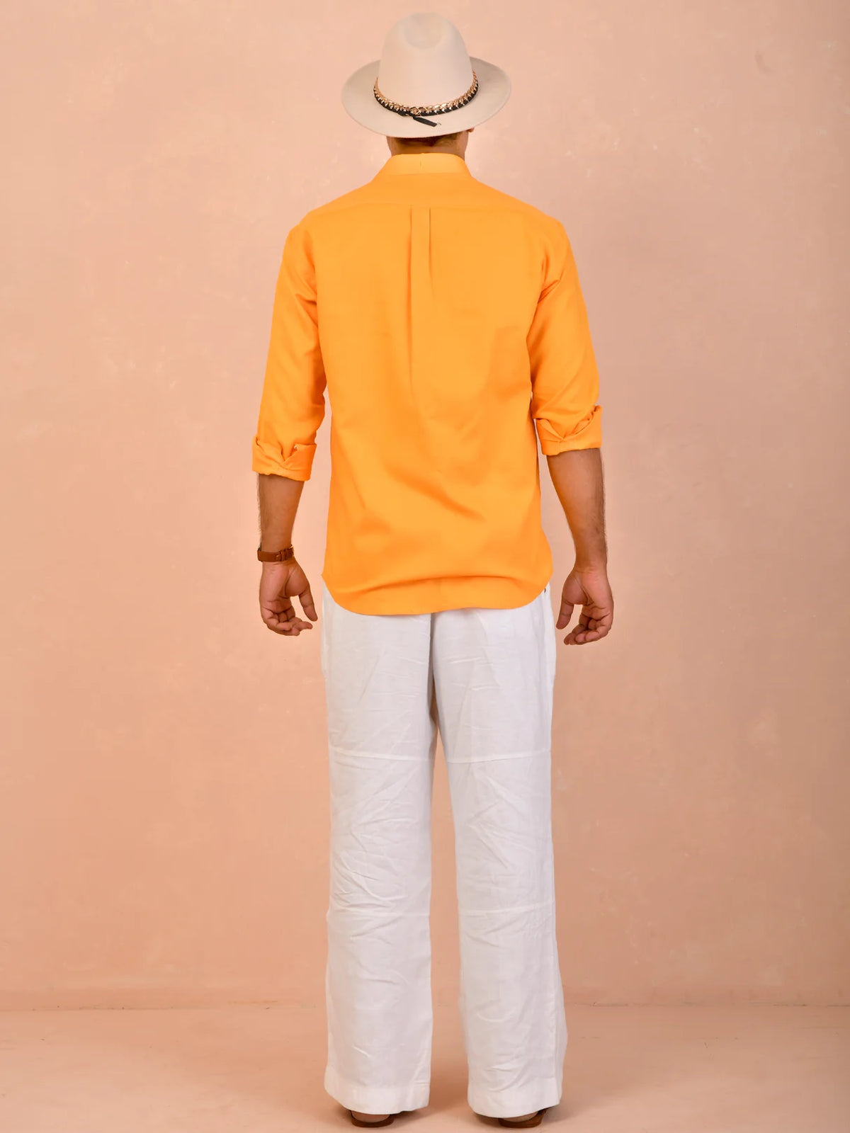 Tangerine Orange Pure Linen Shirt