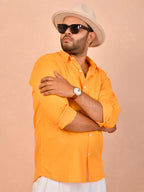 Tangerine Orange Pure Linen Shirt