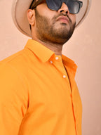 Tangerine Orange Pure Linen Shirt