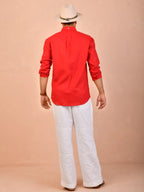 Bright Red Pure Linen Shirt