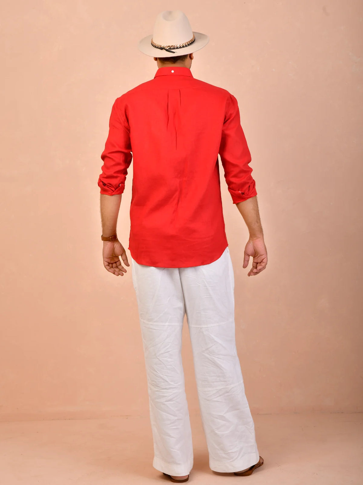 Bright Red Pure Linen Shirt