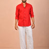 Bright Red Pure Linen Shirt