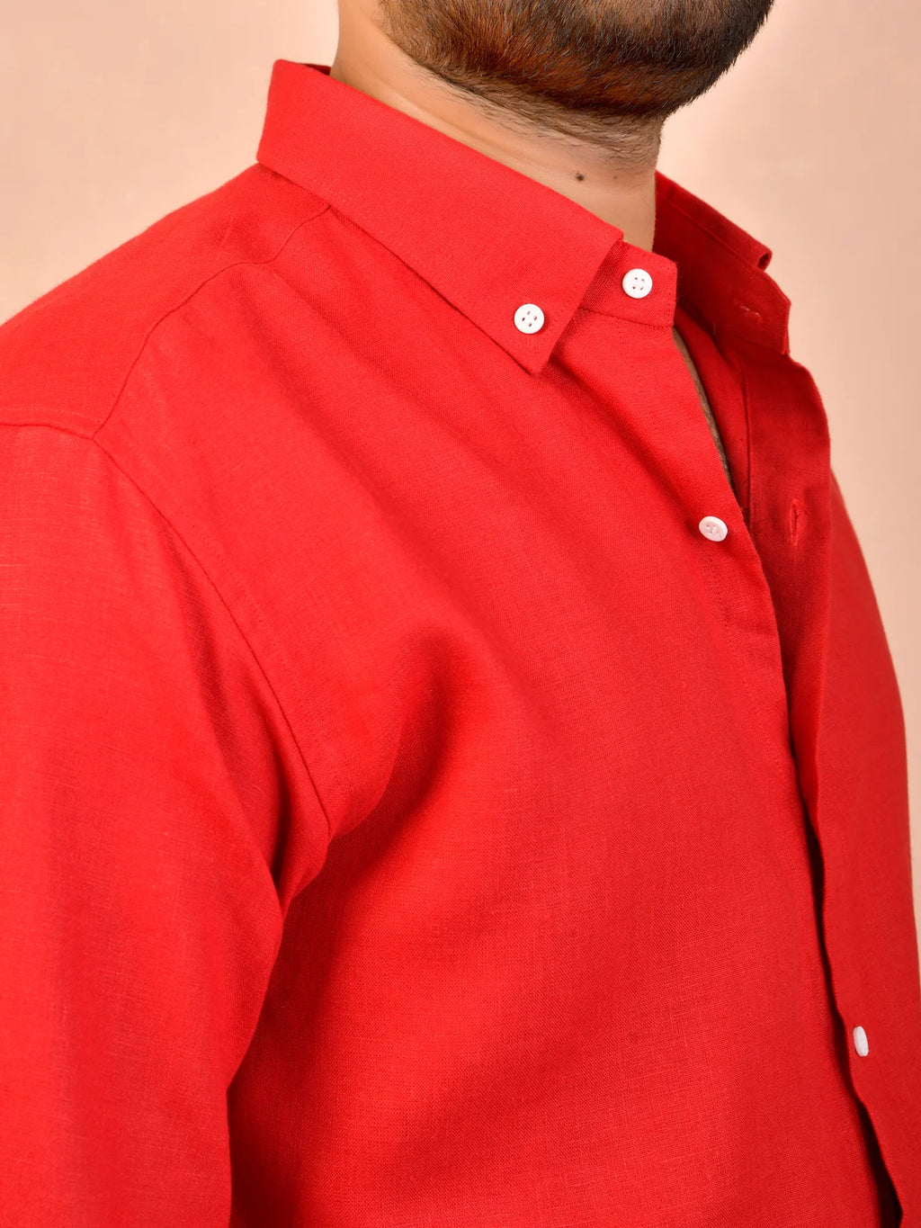 Bright Red Pure Linen Shirt