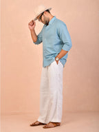 Dusty Sky Blue Pure Linen Shirt