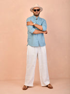 Dusty Sky Blue Pure Linen Shirt