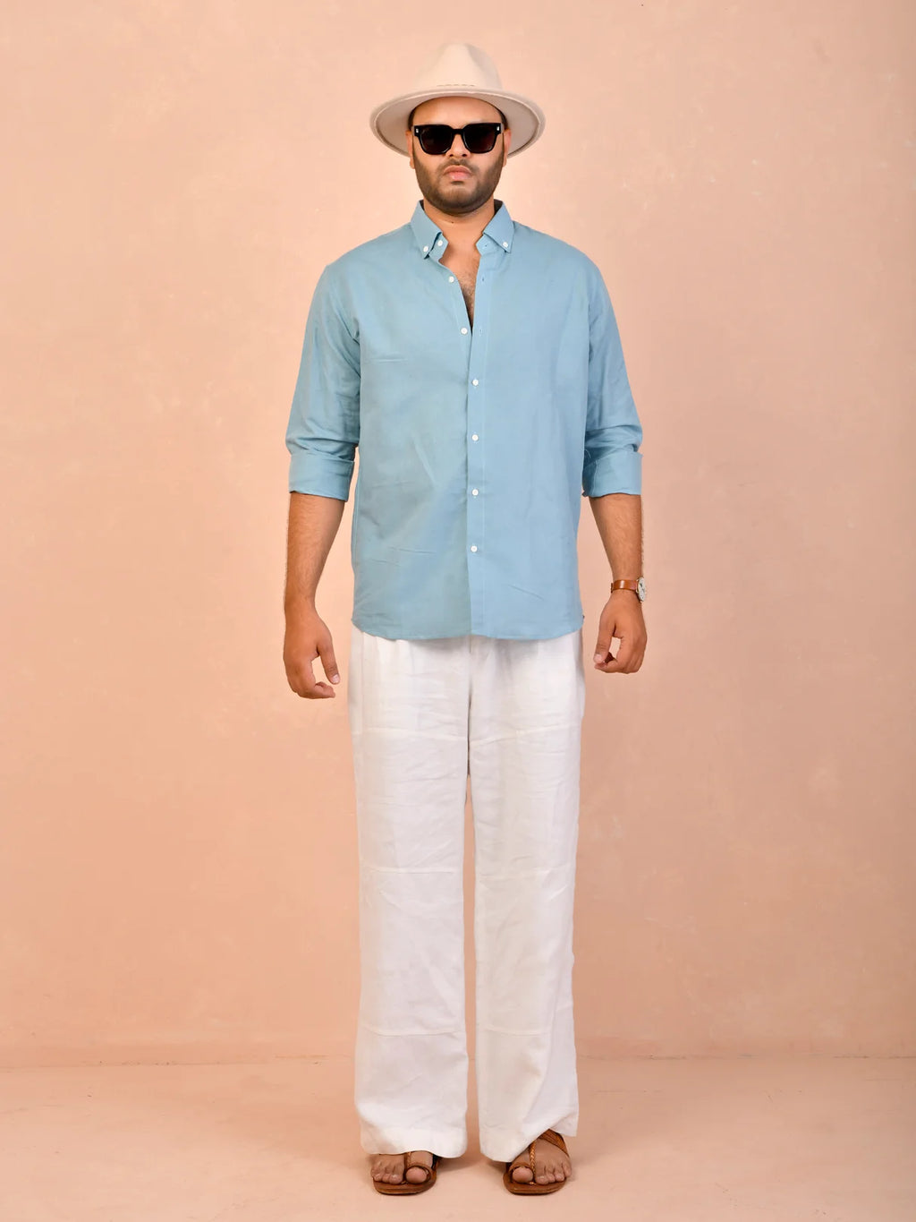 Dusty Sky Blue Pure Linen Shirt