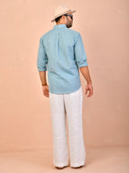 Dusty Sky Blue Pure Linen Shirt