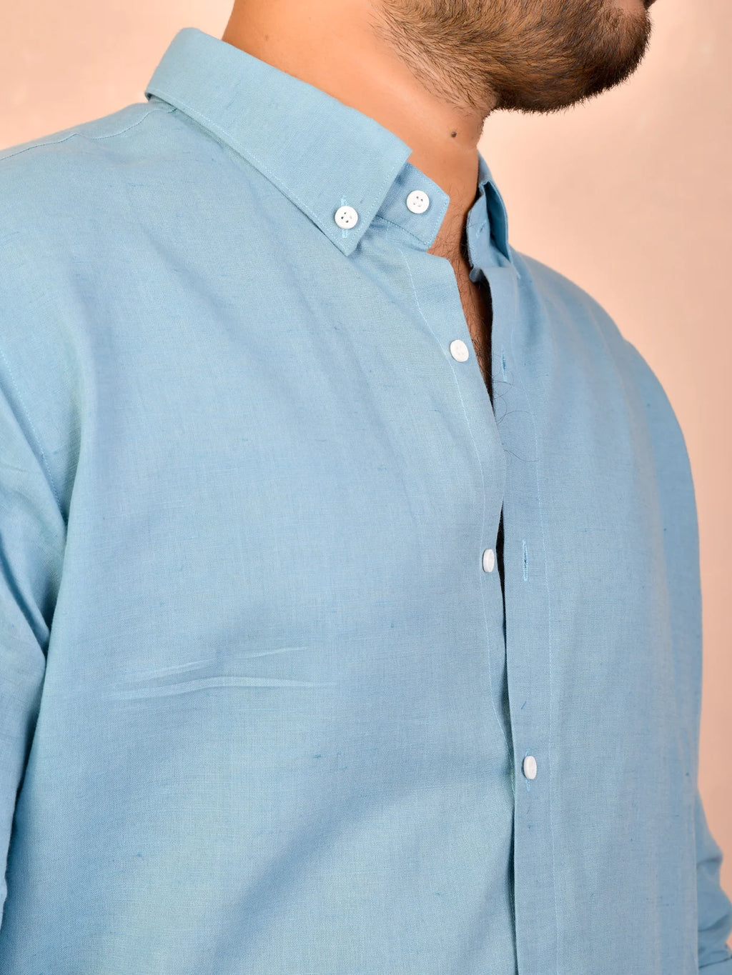 Dusty Sky Blue Pure Linen Shirt