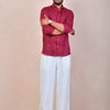 Burgundy Red Pure Linen Shirt