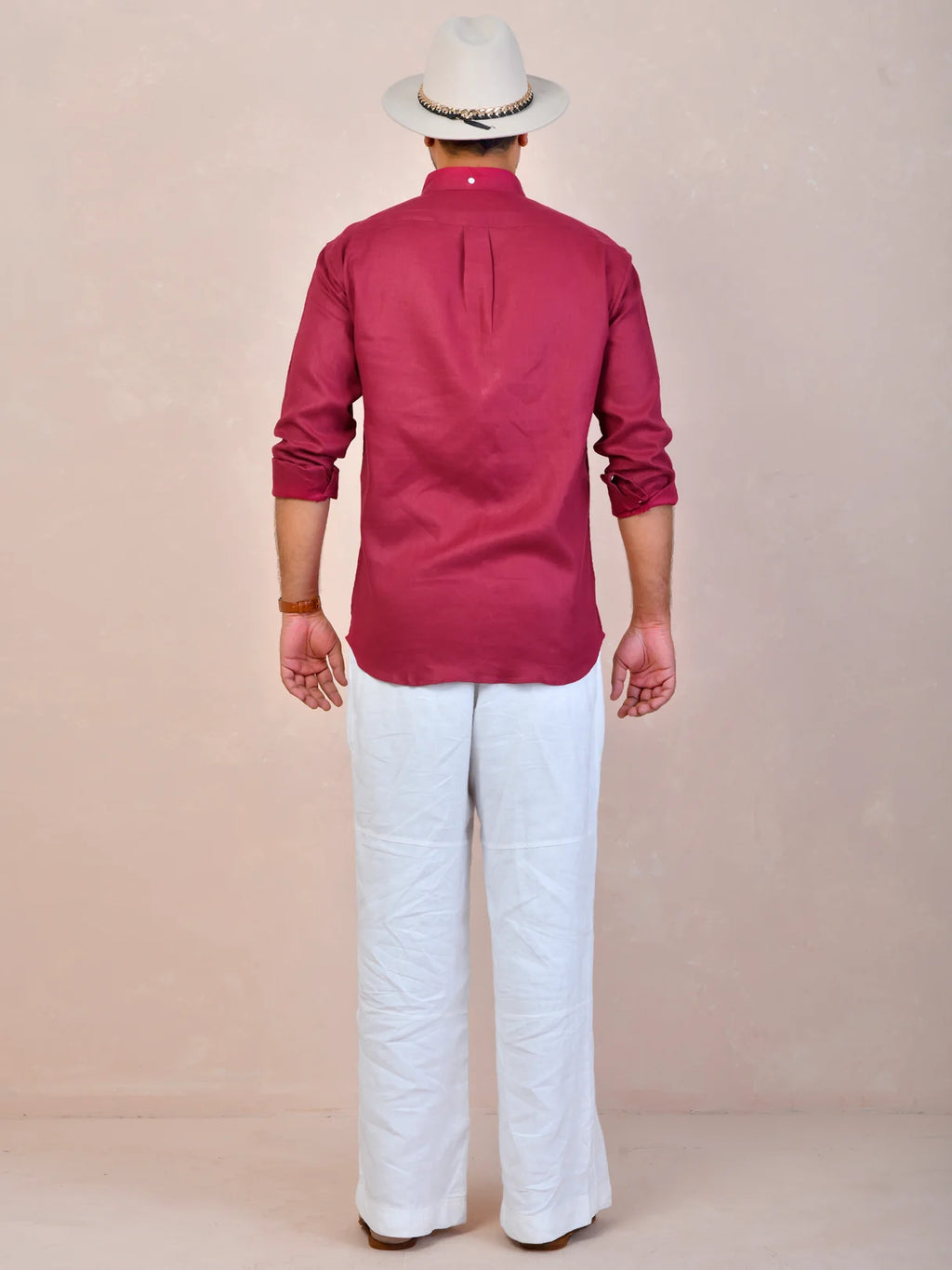 Burgundy Red Pure Linen Shirt