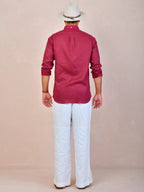 Burgundy Red Pure Linen Shirt