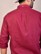 Burgundy Red Pure Linen Shirt