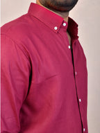 Burgundy Red Pure Linen Shirt