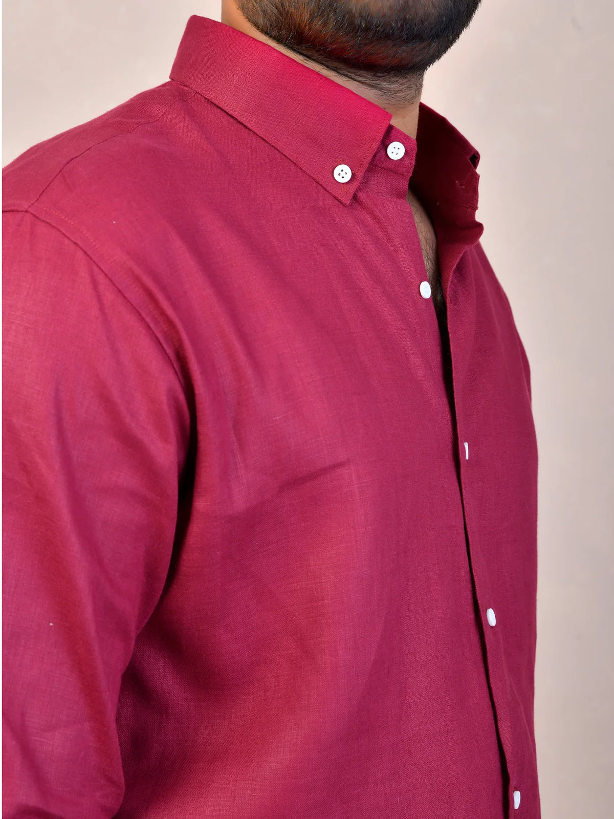 Burgundy Red Pure Linen Shirt
