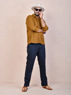 Mustard Brown Pure Linen Shirt