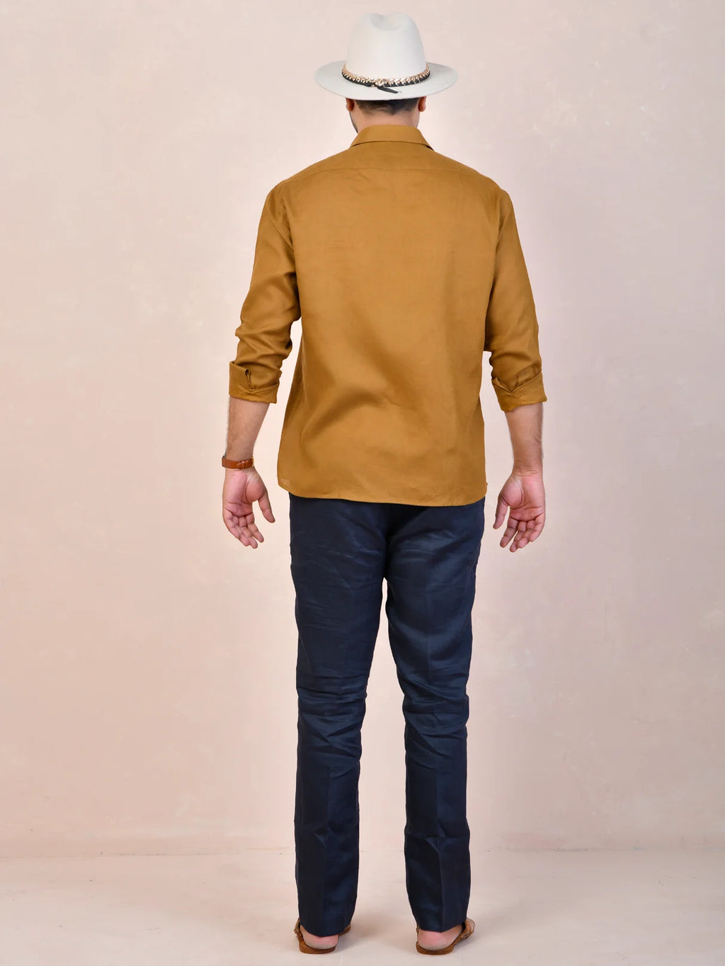 Mustard Brown Pure Linen Shirt