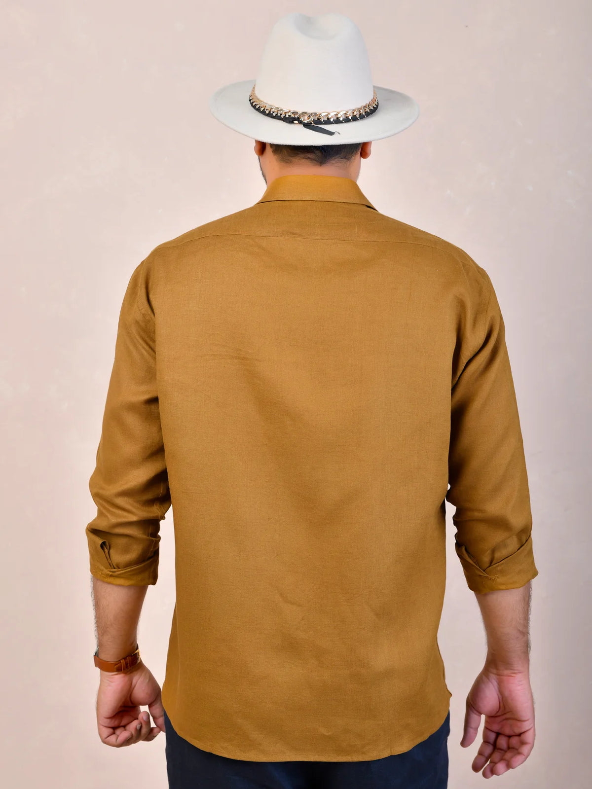 Mustard Brown Pure Linen Shirt
