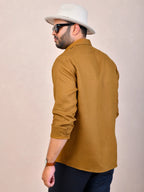 Mustard Brown Pure Linen Shirt