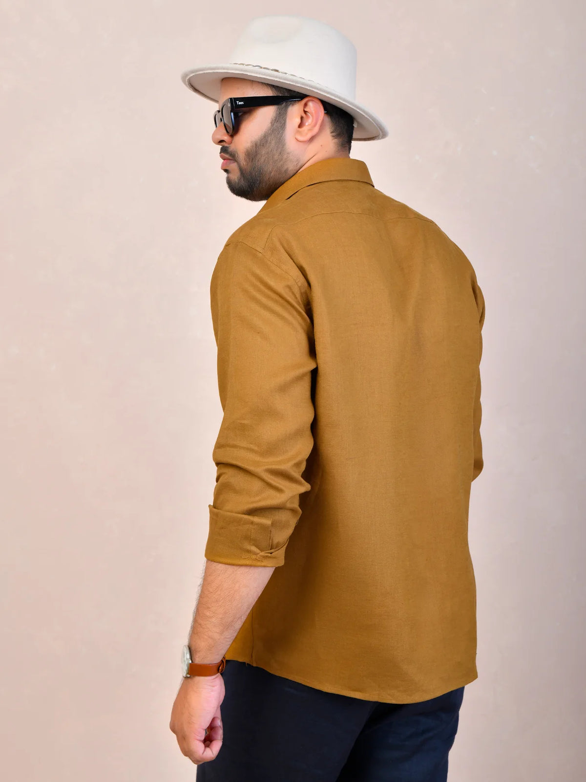 Mustard Brown Pure Linen Shirt