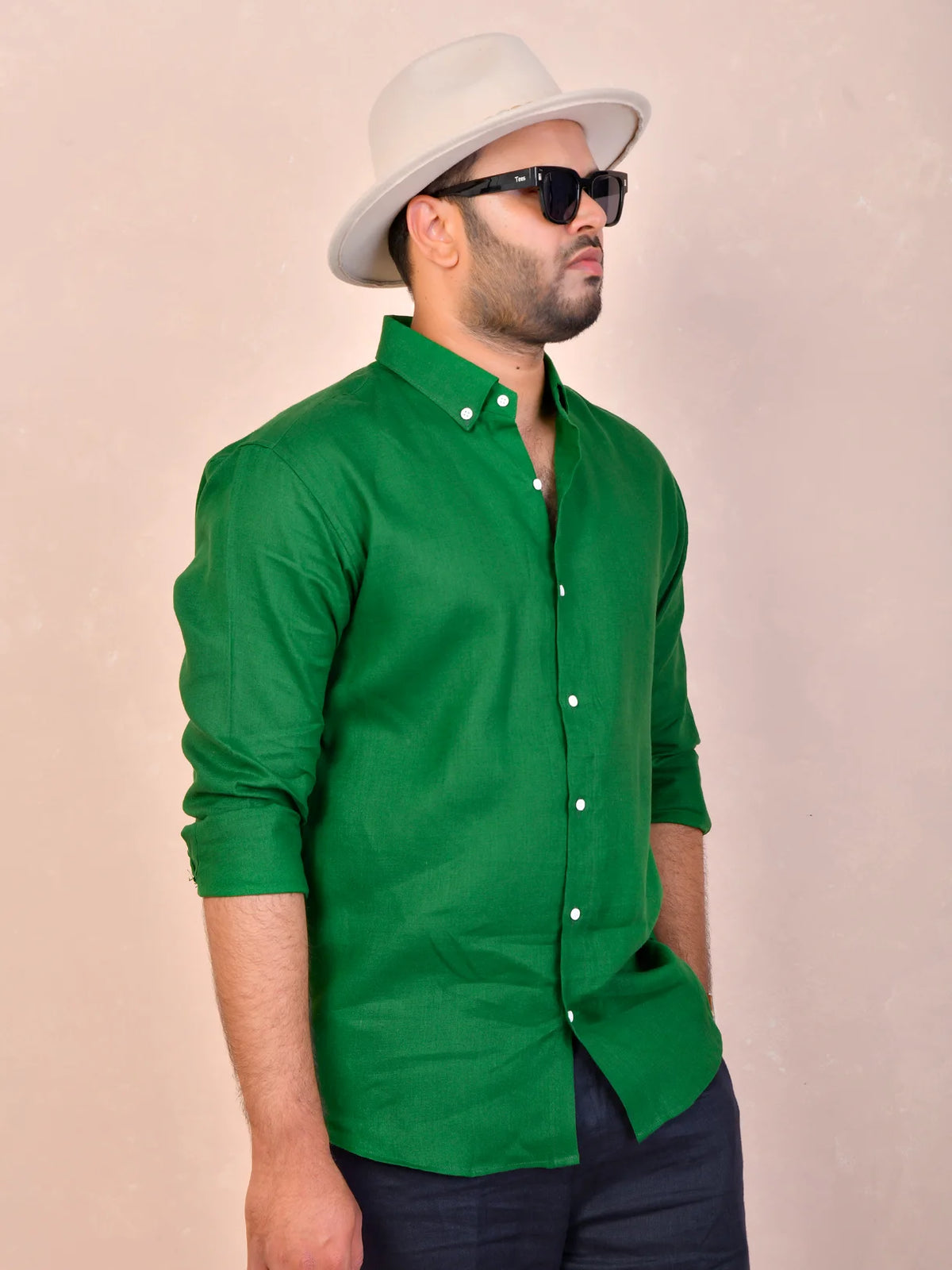Emerald Green Pure Linen Shirt
