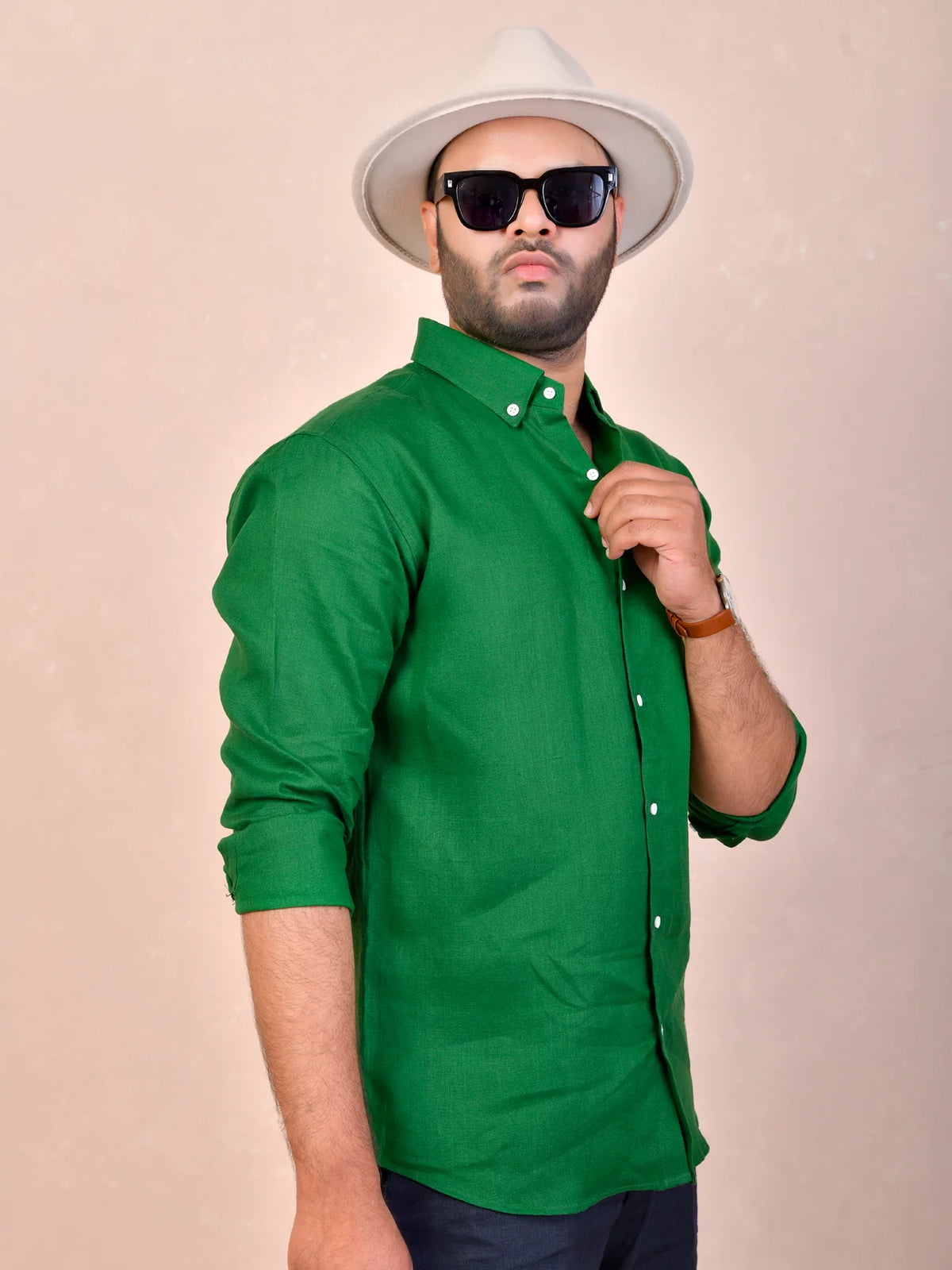 Emerald Green Pure Linen Shirt