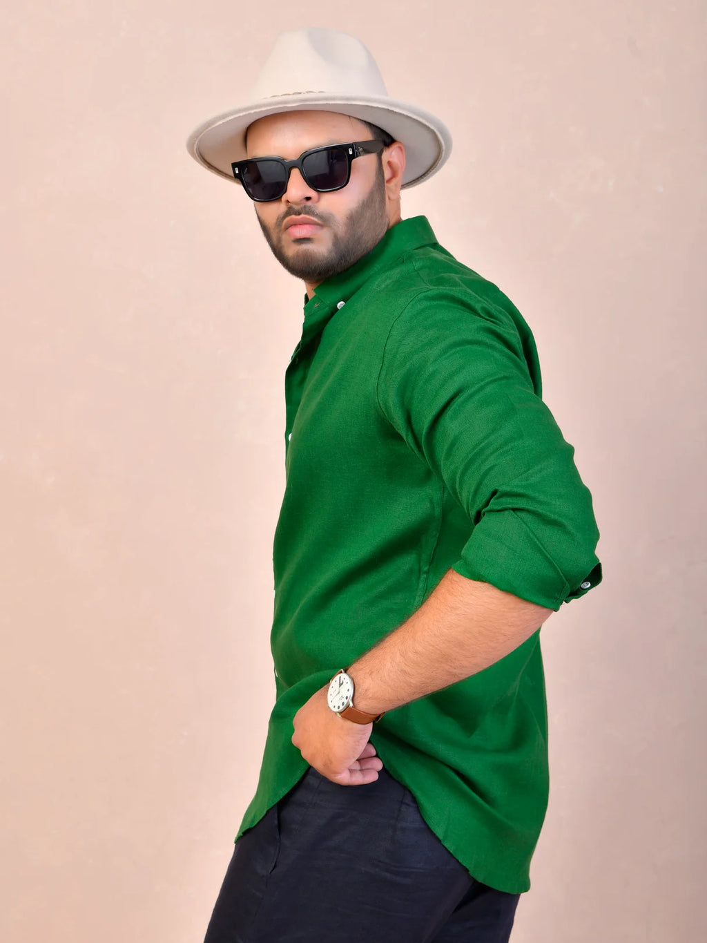 Emerald Green Pure Linen Shirt