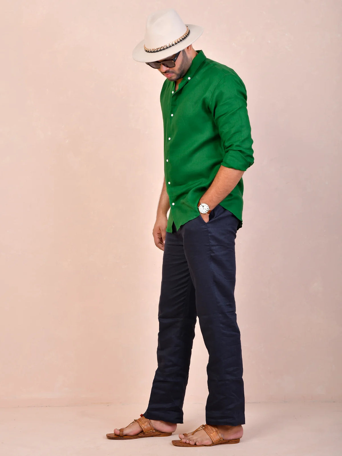 Emerald Green Pure Linen Shirt