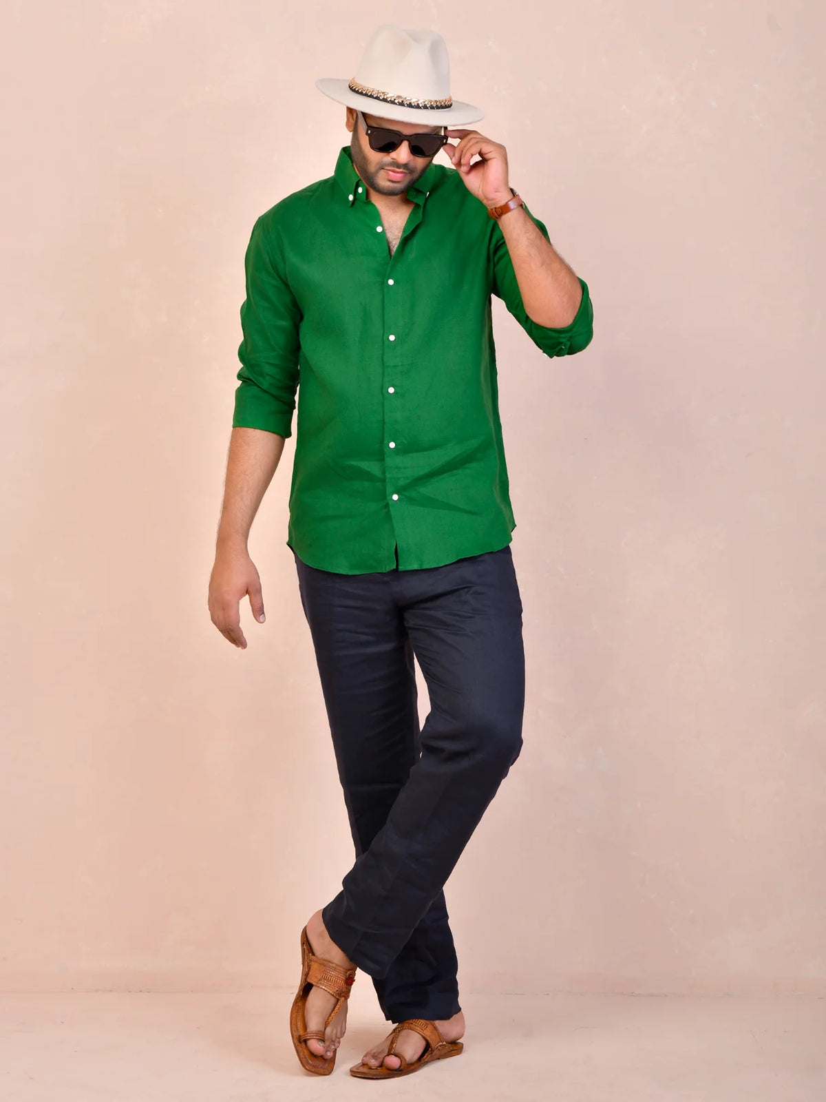 Emerald Green Pure Linen Shirt