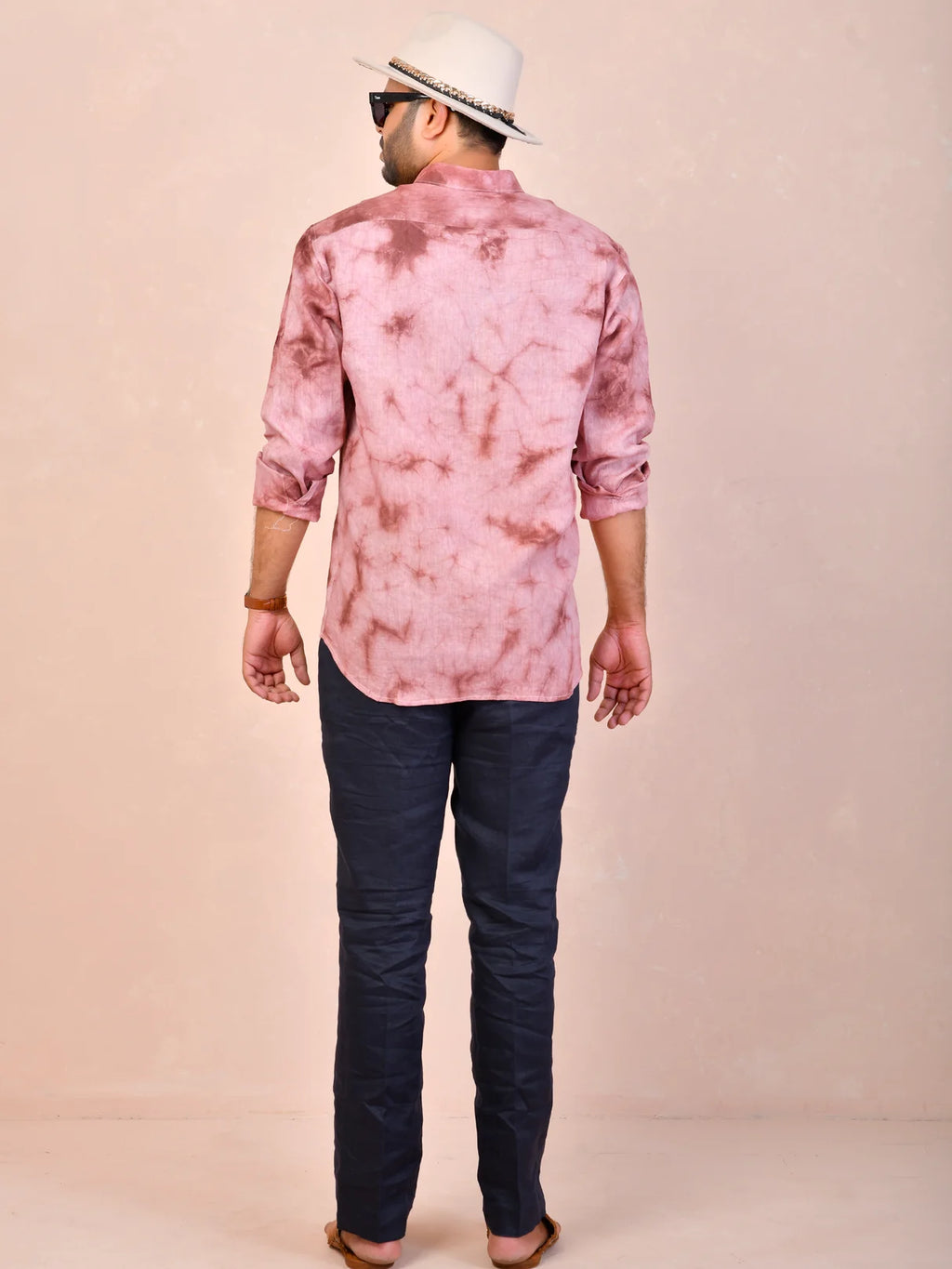 Tie & Dye Dusty Rose Pink Pure Linen Shirt