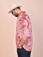 Tie & Dye Dusty Rose Pink Pure Linen Shirt